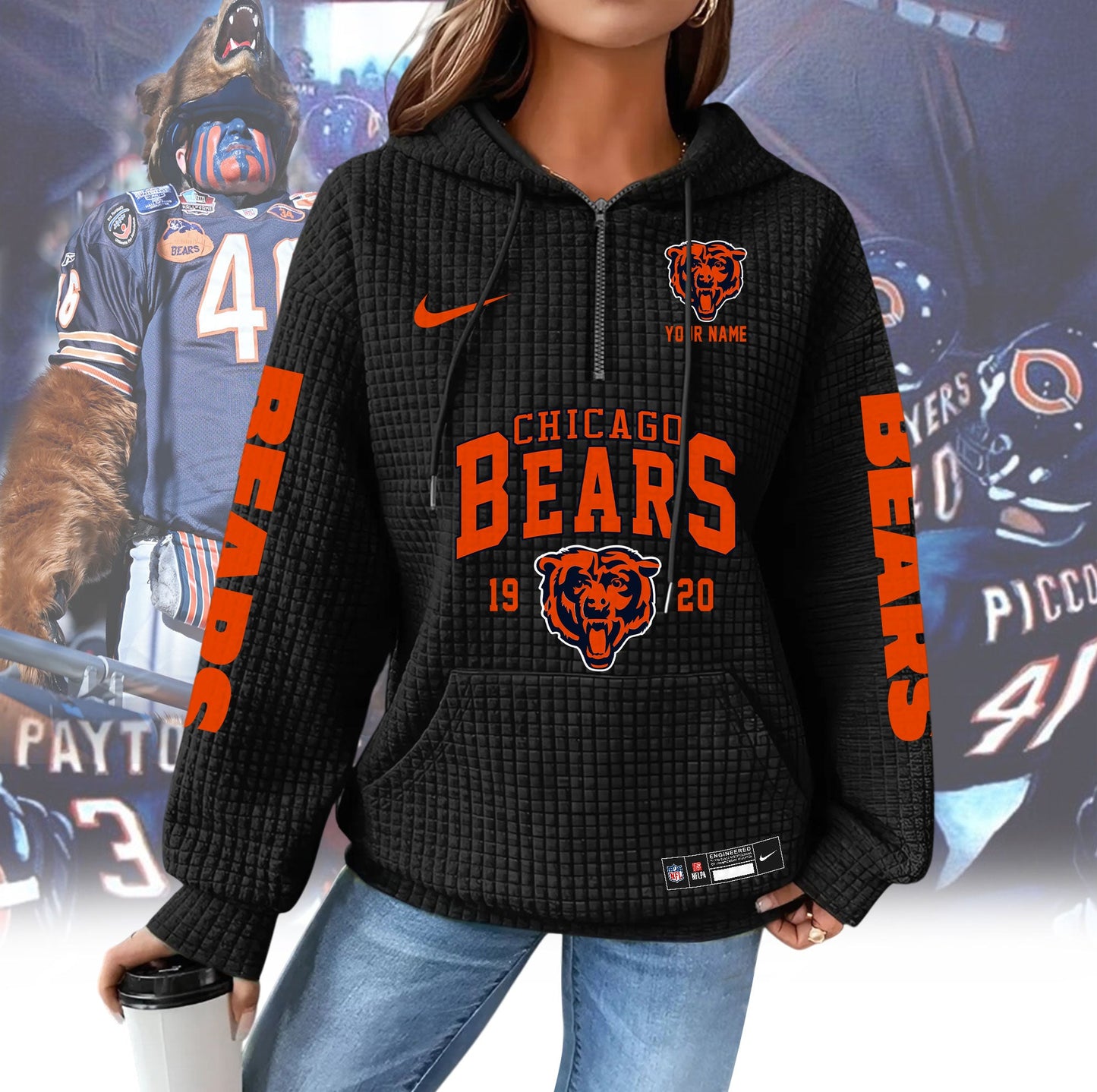 CHI Premium NFL Waffle Hoodie DDT CTND