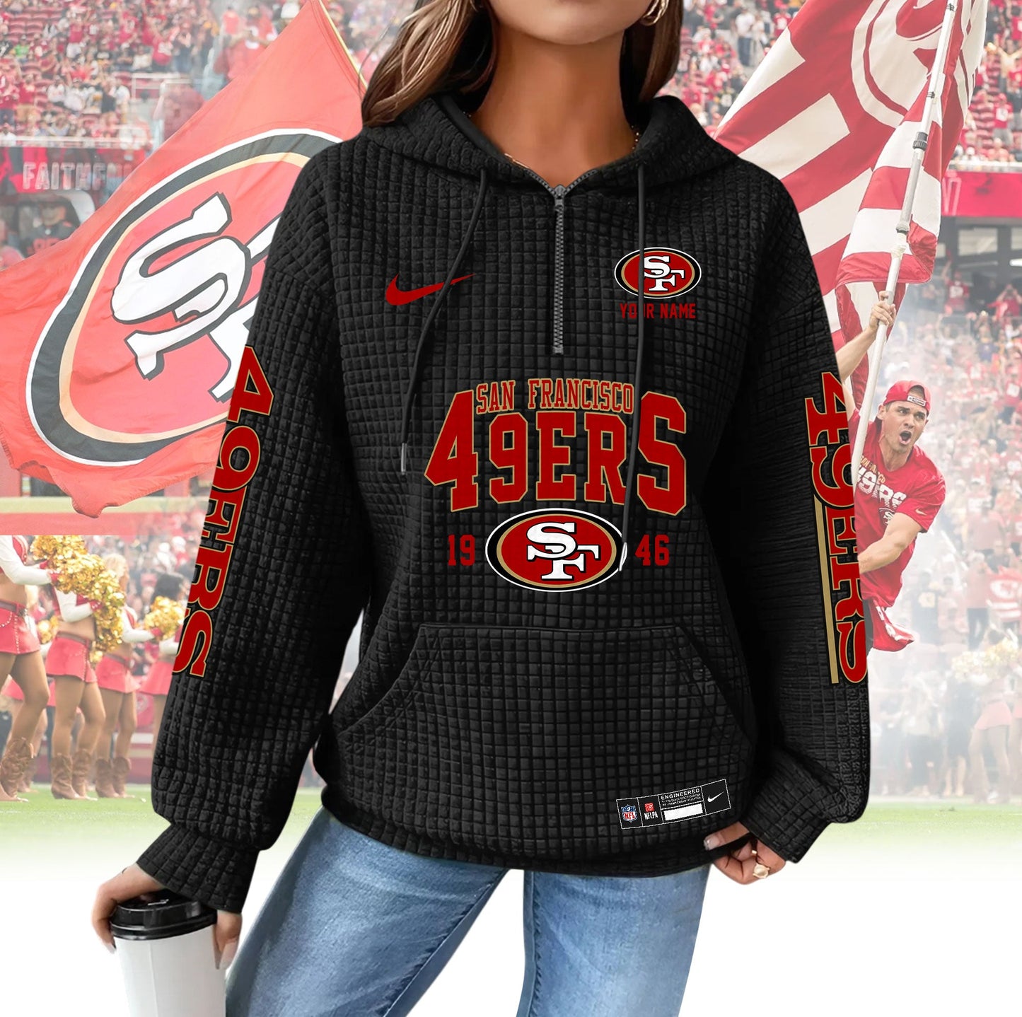 SF49 Premium NFL Waffle Hoodie DDT CTND