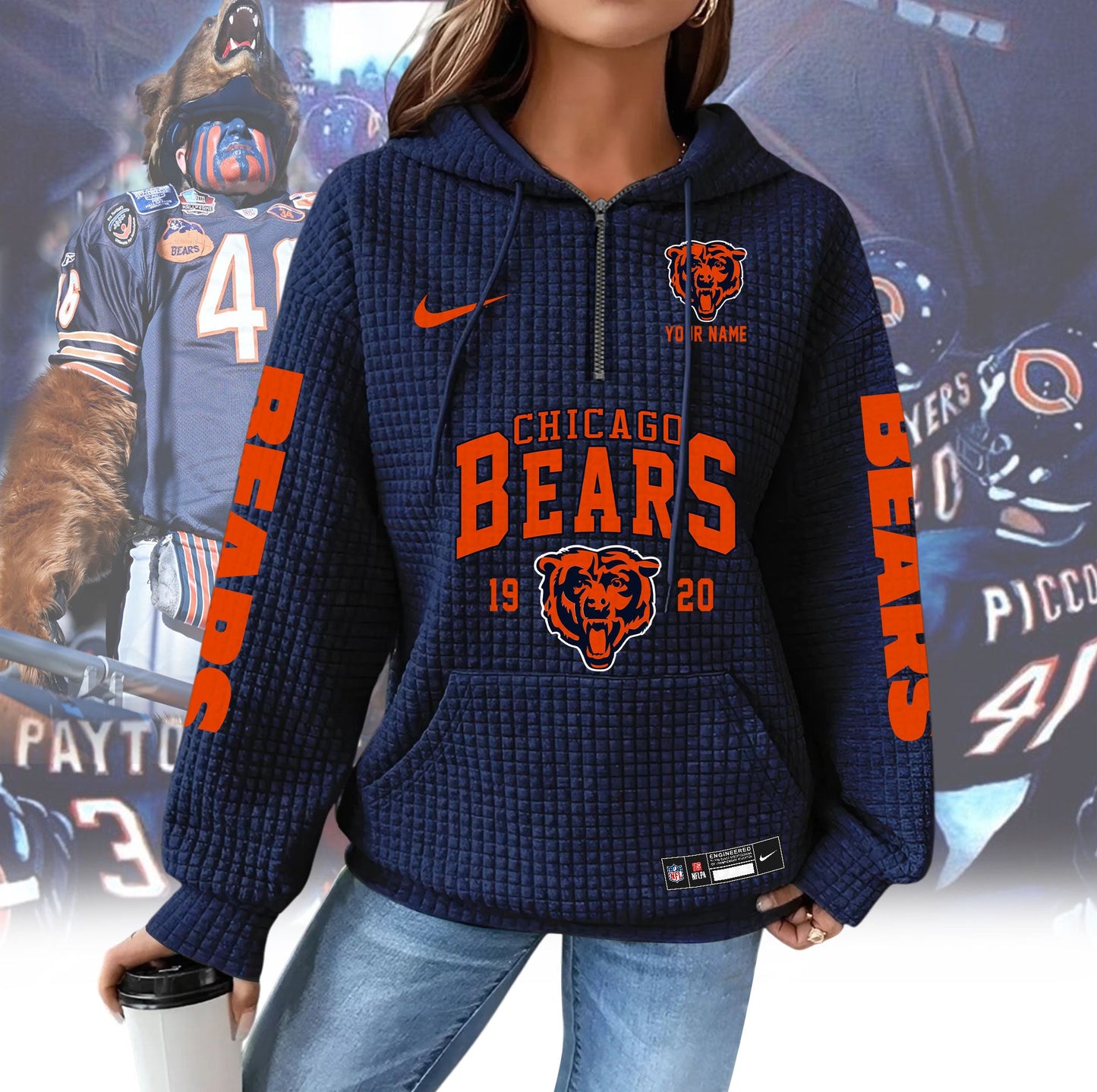 CHI Premium NFL Waffle Hoodie DDT CTND