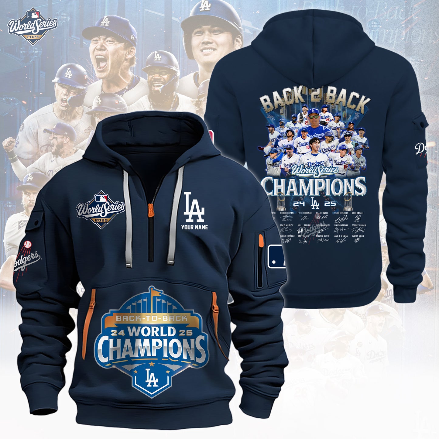 MLB x LAD World Series Champions 2025 Half Zipper Hoodie HLP