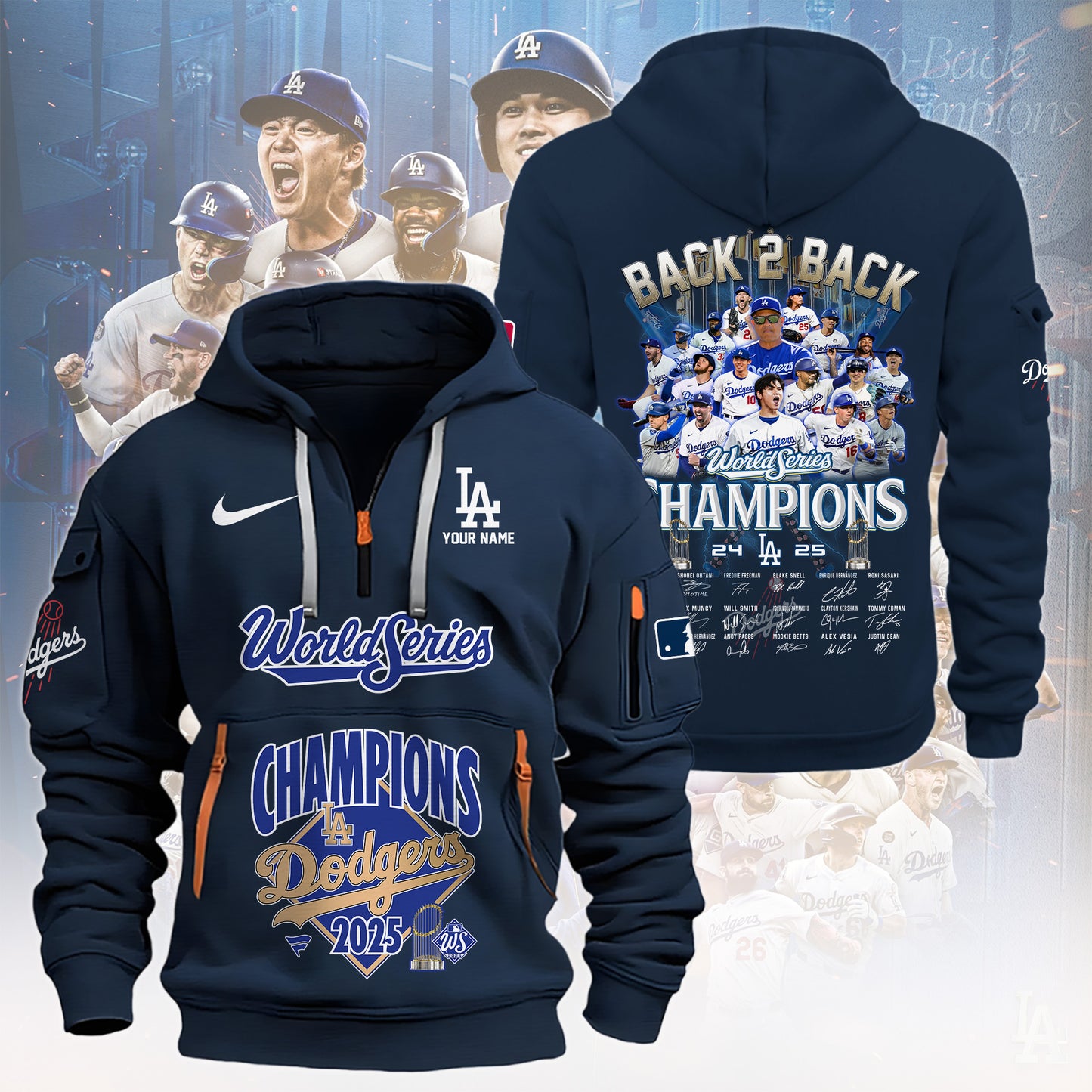 MLB x LAD World Series Champions 2025 Personalized Half Zipper Hoodie HLP