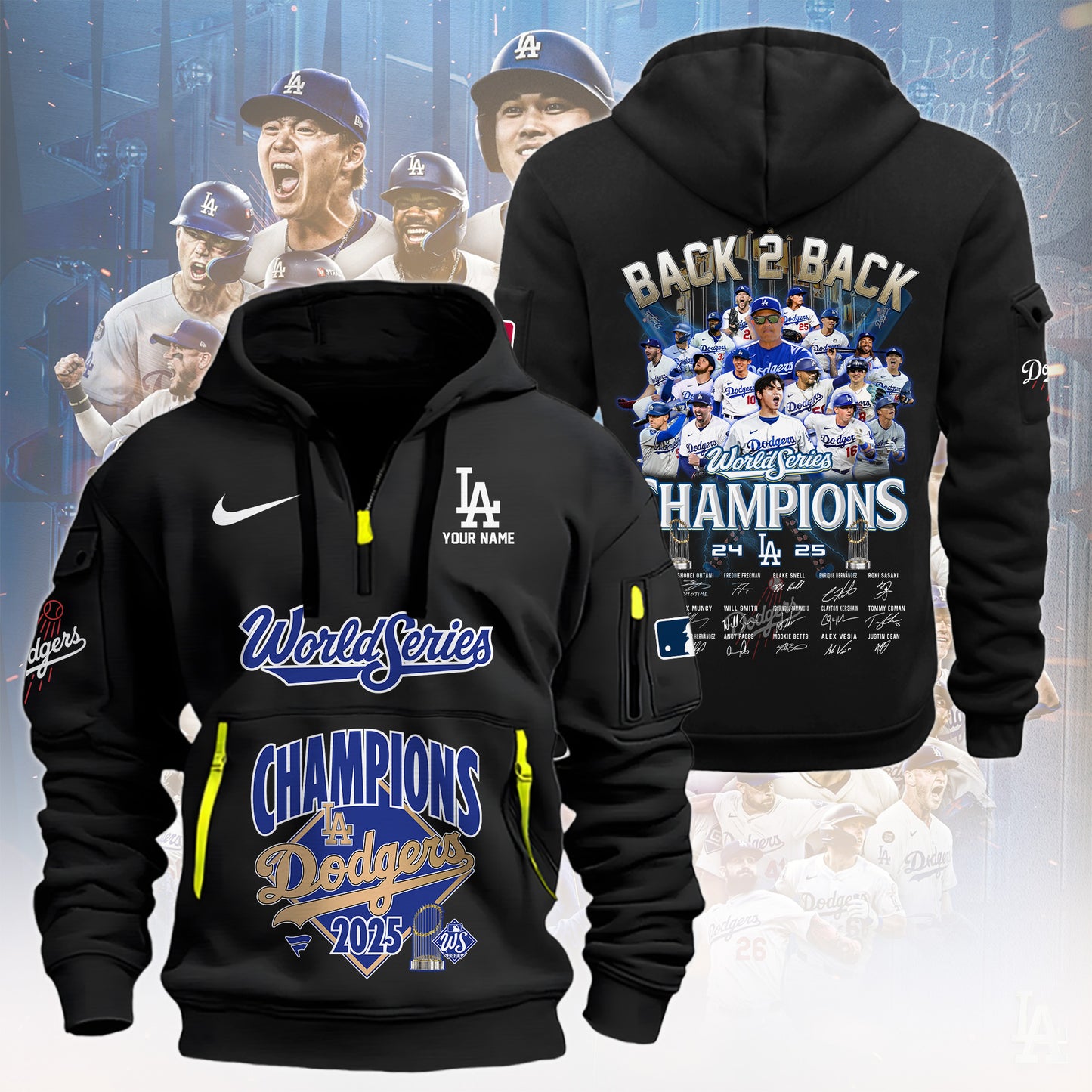 MLB x LAD World Series Champions 2025 Personalized Half Zipper Hoodie HLP
