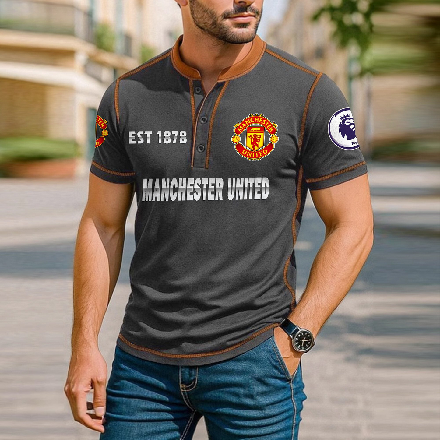 MU Premium Men's Short Sleeve Henleys DatND DVT