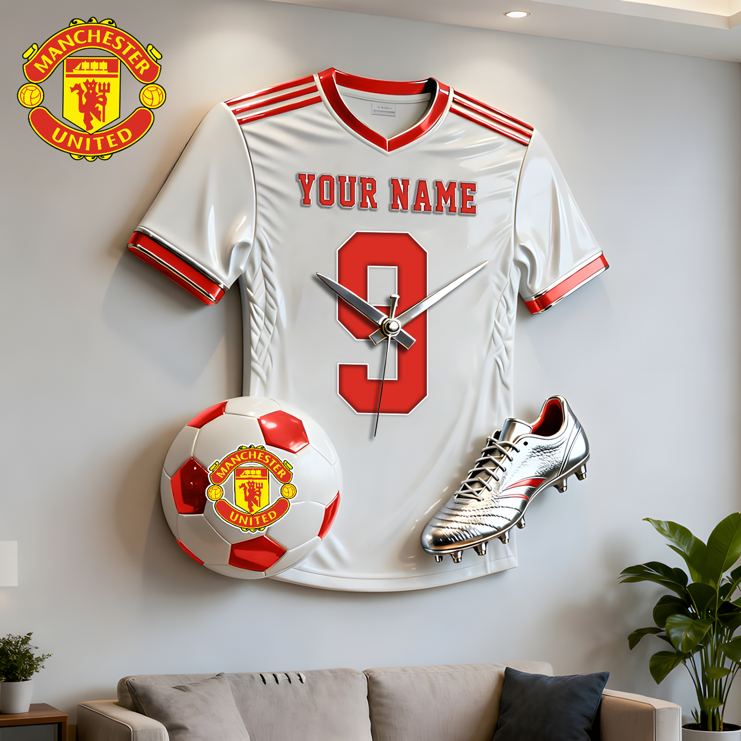 MUN X Personalized EPL football player sculpture clock V1 NAK NHT