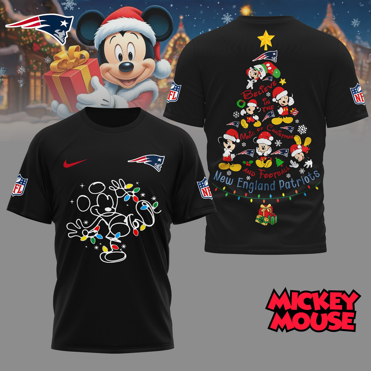 NEP Premium NFL Mickey Mouse Christmas 3D Shirt DDT CTND