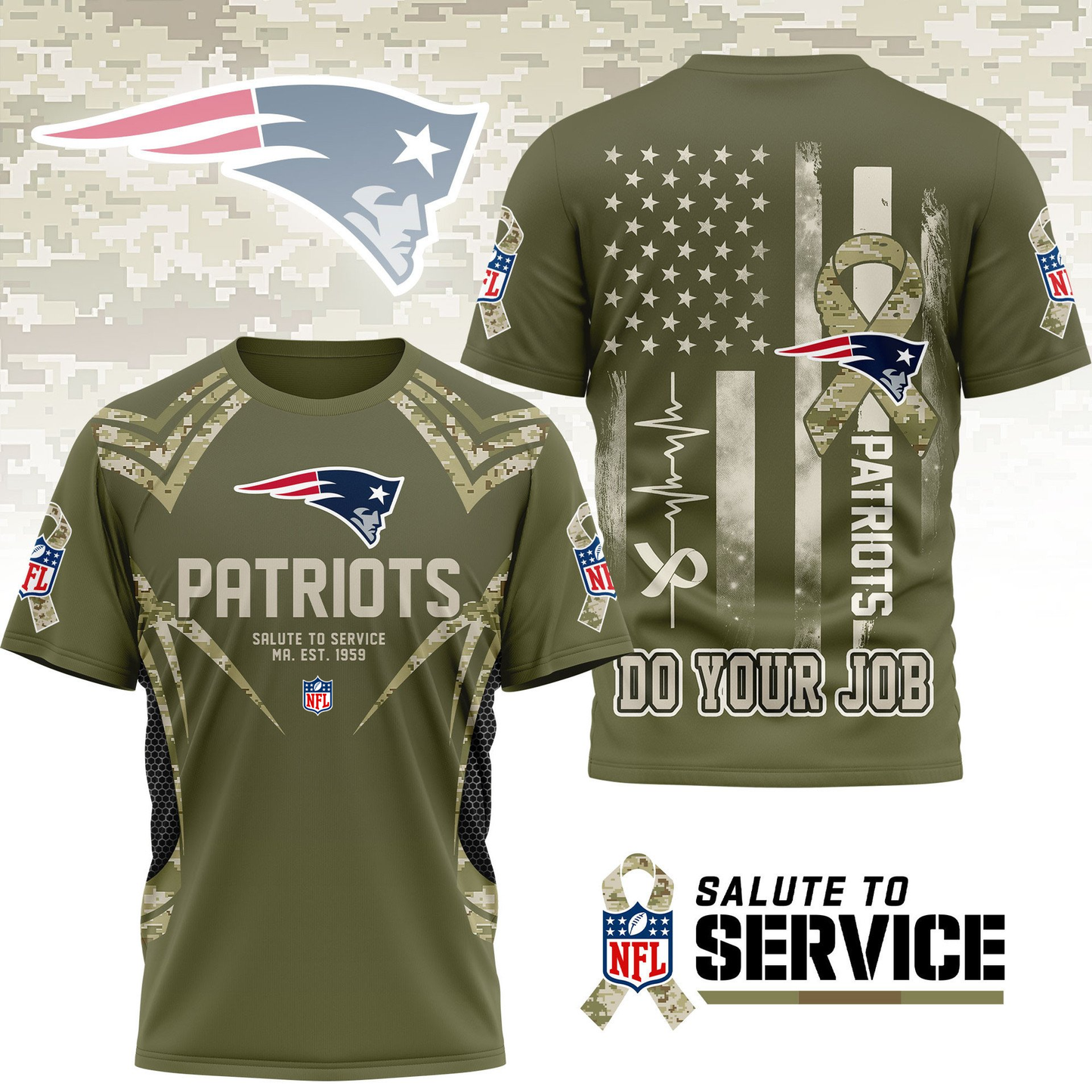 NEP Premium NFL Salute to Service Camo 3D Shirt DDT CTND