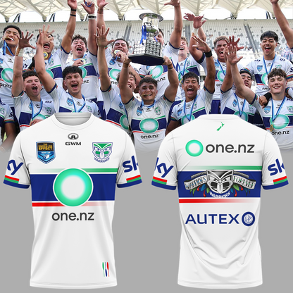 New Zealand Warriors Champions Back To Back UNE Harold Matthews Cup T-Shirt TM NTA V3
