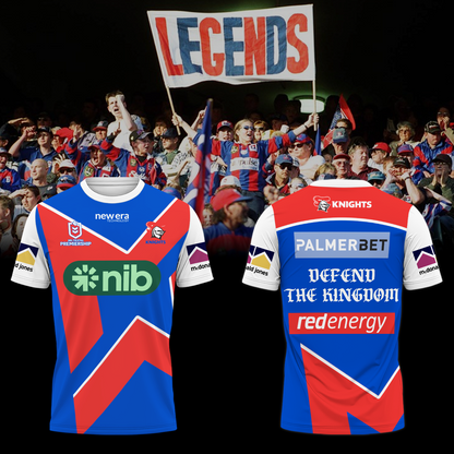 Newcastle Knights NRL Defend The Kingdom Limited Edition T-Shirt TM - You will save more when you buy the clothes and hat combo V2
