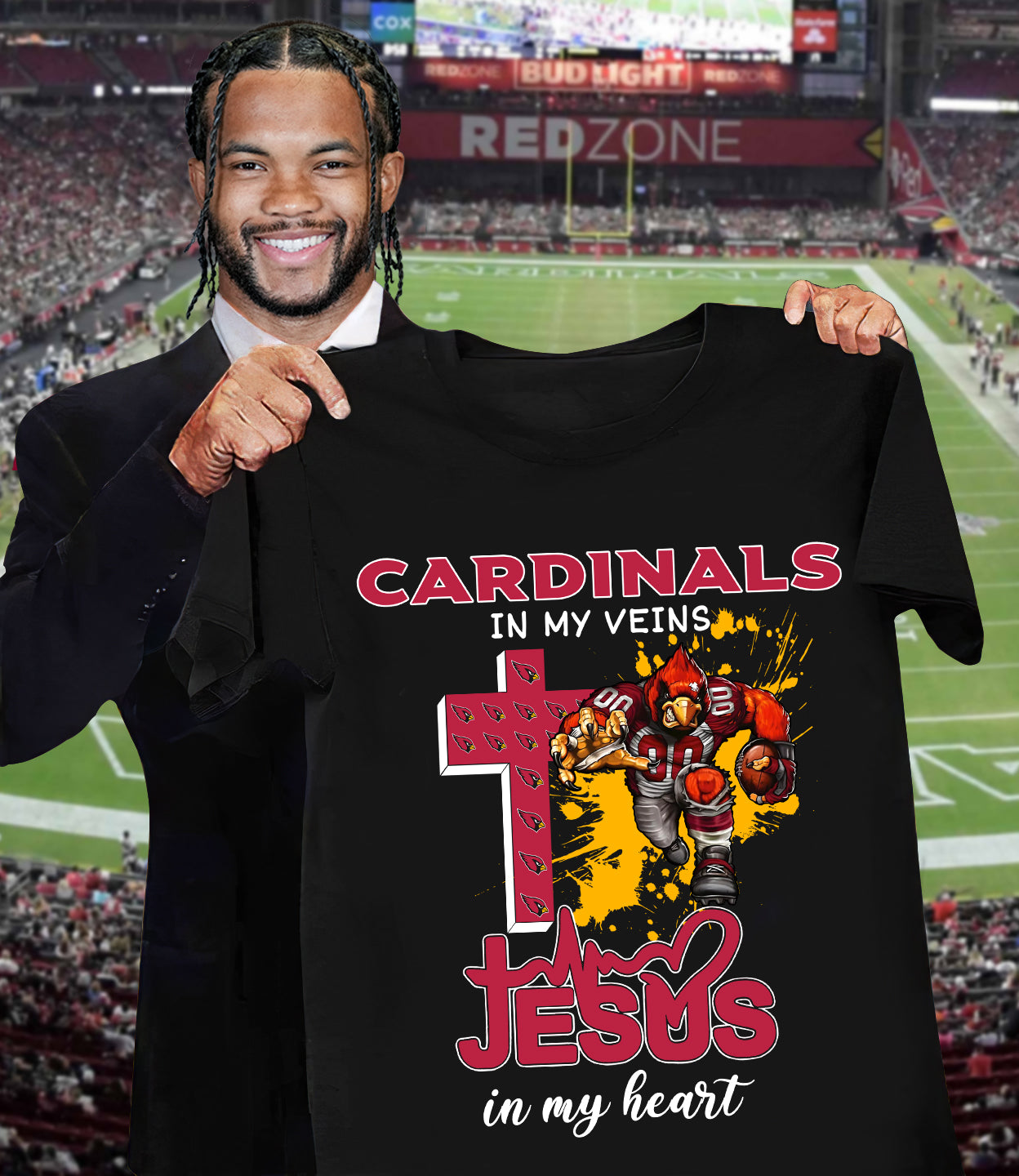 NFL Arizona Cardinals in my veins, Jesus in my heart Shirt