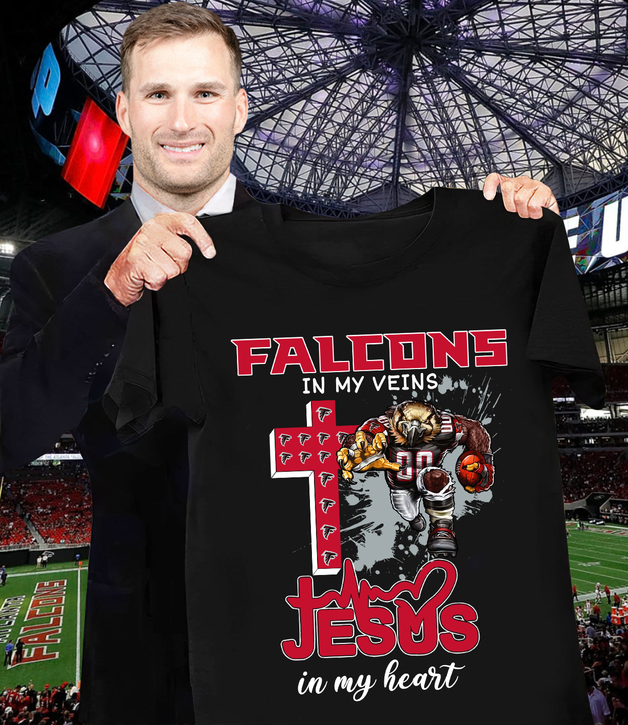 NFL Atlanta Falcons in my veins, Jesus in my heart Shirt