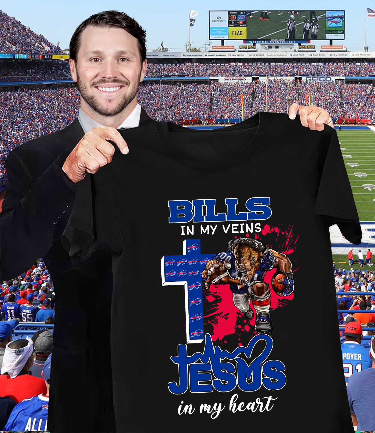 NFL Buffalo Bills in my veins, Jesus in my heart Shirt