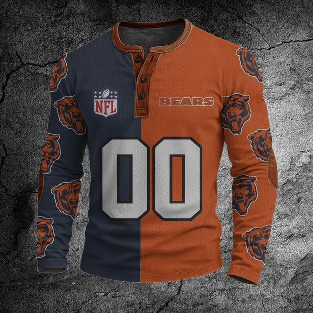 NFL CB Football Print Henley Sweatshirt V1 NAK NHT