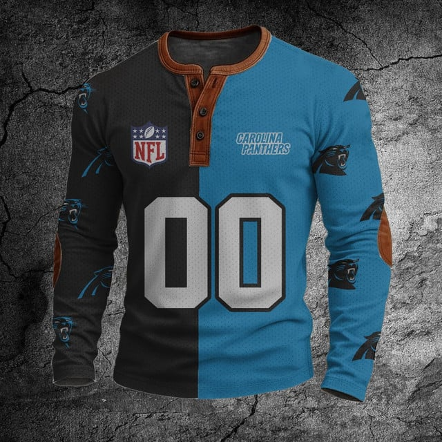 NFL CP Football Print Henley Sweatshirt V1 NAK NHT