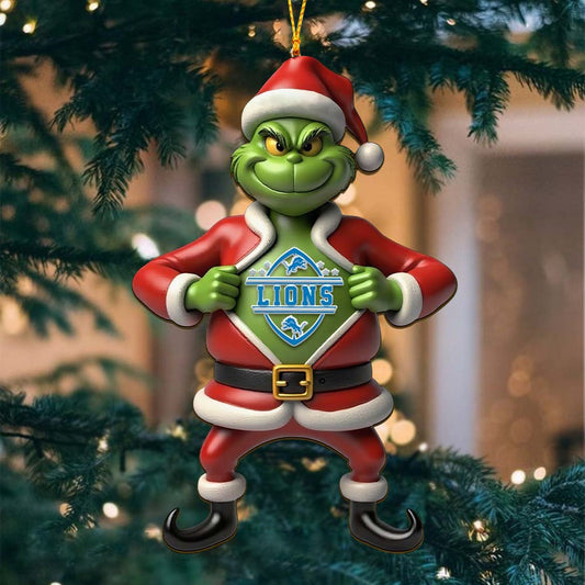 NFL DET The Grinch x Christmas Acrylic Ornament Gift For Fan NDT NHM