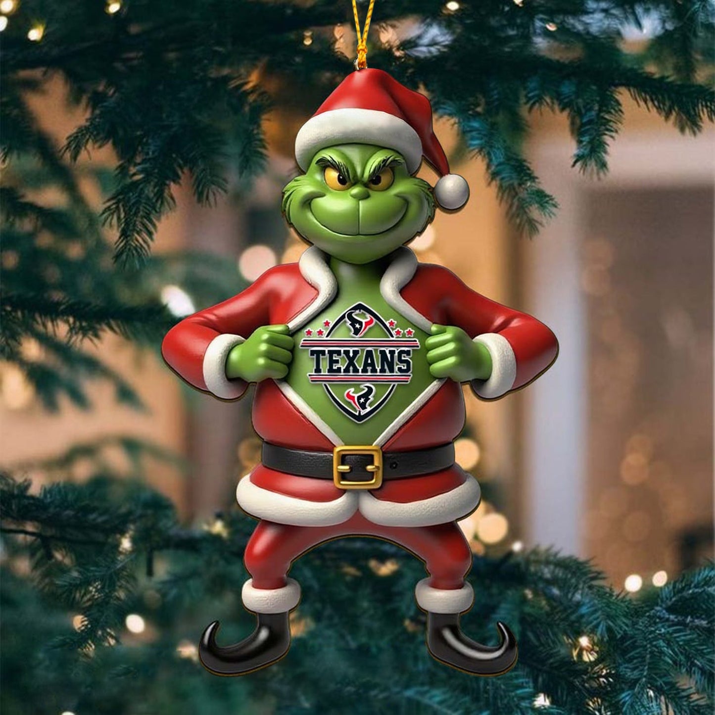 NFL HOU The Grinch x Christmas Acrylic Ornament Gift For Fan NDT NHM