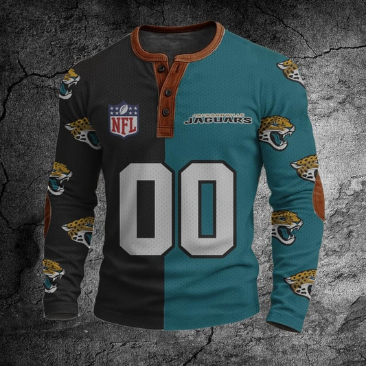 NFL JJ Football Print Henley Sweatshirt V1 NAK NHT