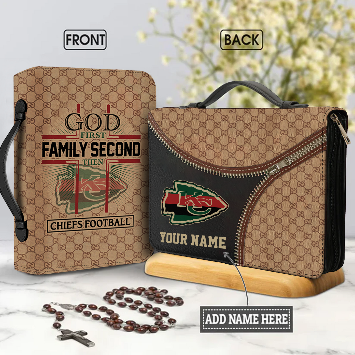 NFL First Family Second Personalized Christian Leather Bible Cover Bag