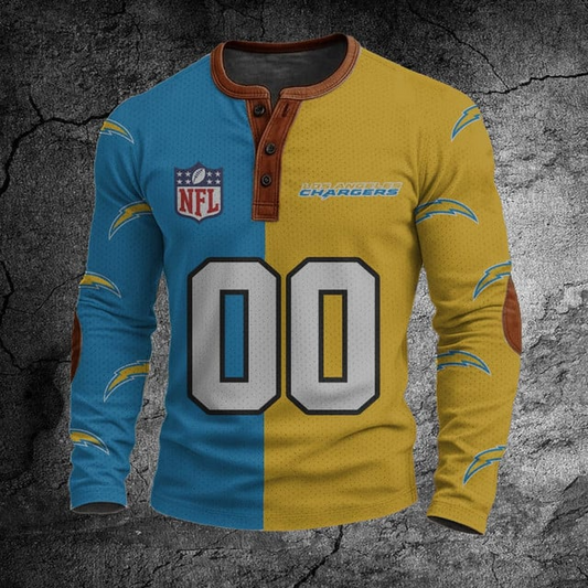 NFL LAC Football Print Henley Sweatshirt V1 NAK NHT