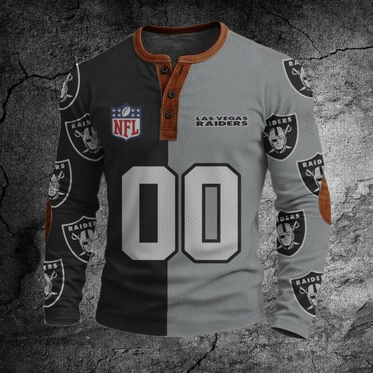NFL LVR Football Print Henley Sweatshirt V1 NAK NHT