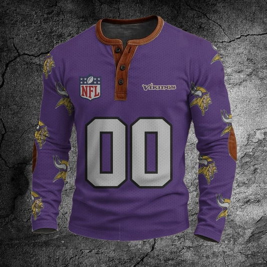 NFL MV Football Print Henley Sweatshirt V1 NAK NHT