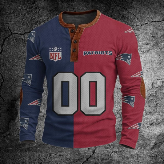 NFL NEP Football Print Henley Sweatshirt V1 NAK NHT