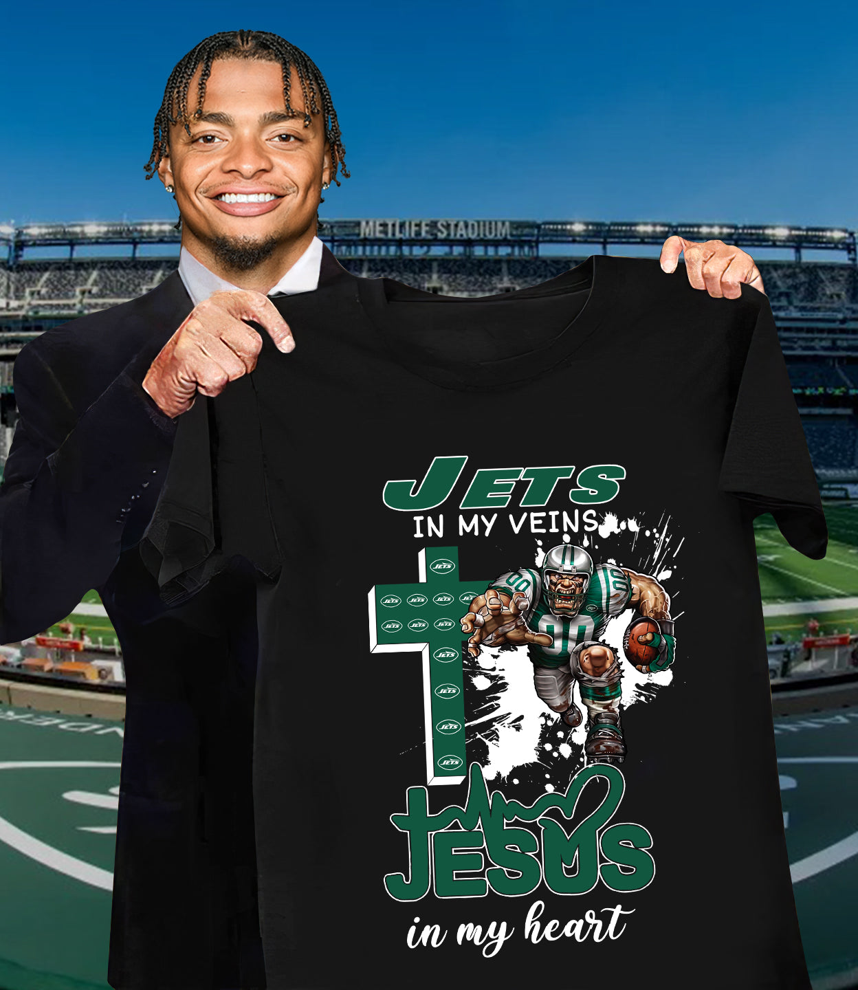 NFL New York Jets in my veins, Jesus in my heart Shirt