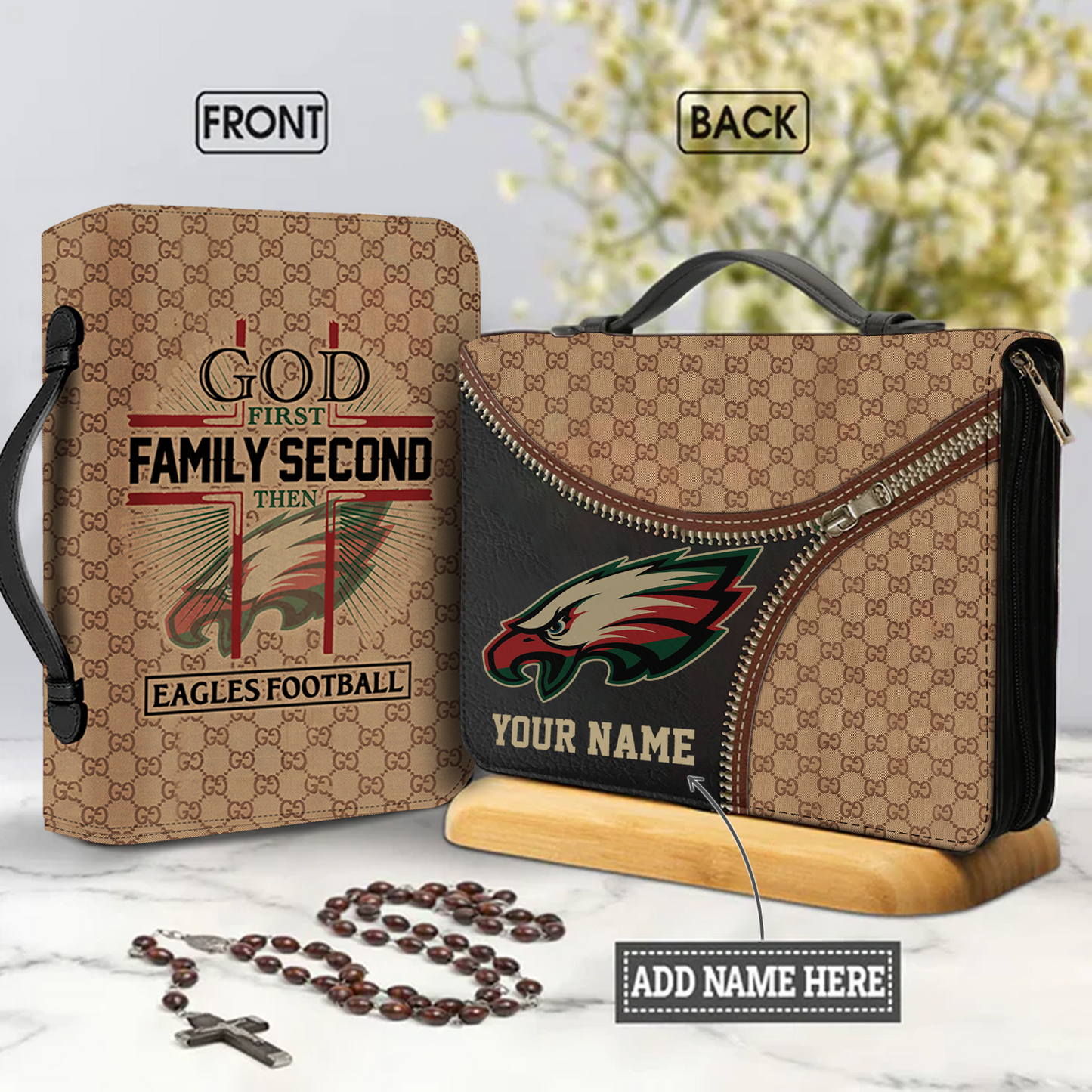 NFL First Family Second Personalized Christian Leather Bible Cover Bag