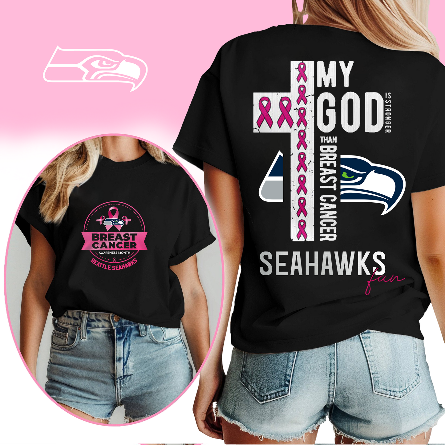 NFL SS - Breast Cancer My God In Stronger Shirt DDT HLP