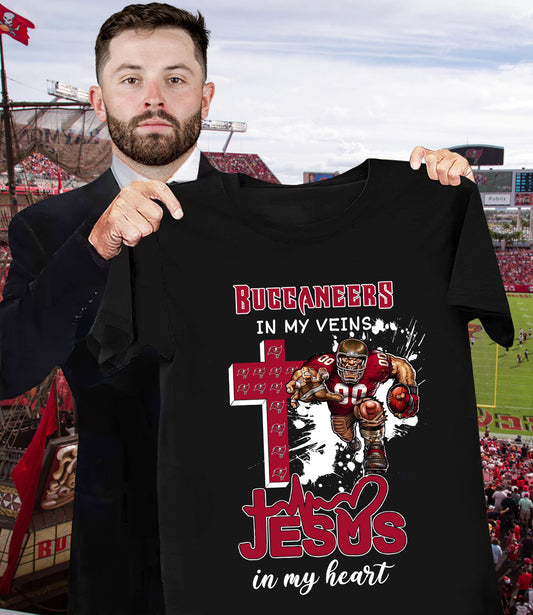 NFL Tampa Bay Buccaneers in my veins, Jesus in my heart Shirt