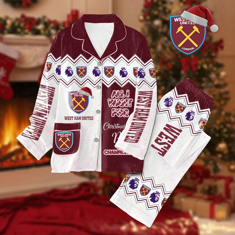 NFL WHU Button Down Pajamas V1 NAK HLPHUONG