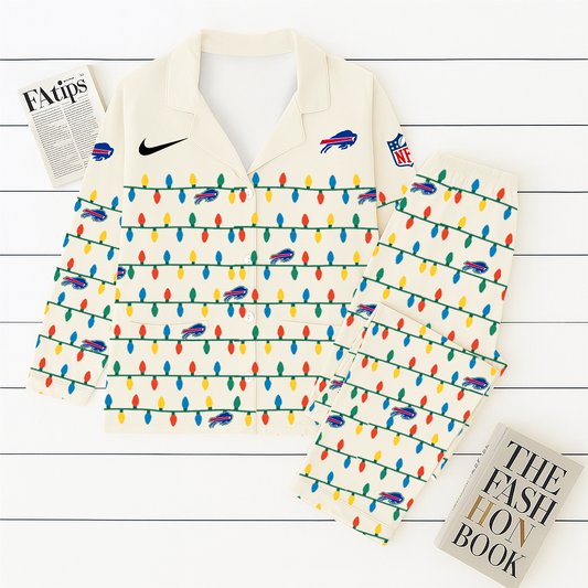NFL x BUF Christmas Light Pajama Set HLP HLPHUONG