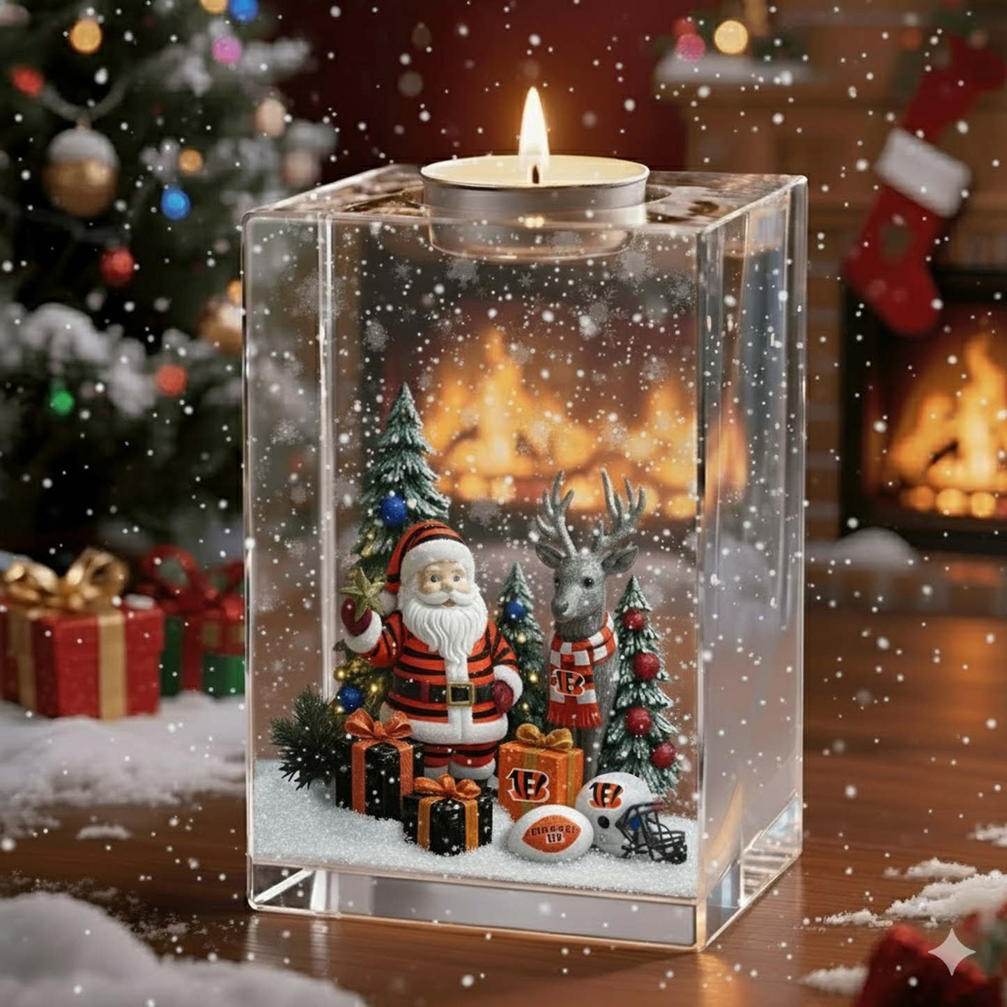 NFL x CIN Christmas Crystal Candle Holder V1 NAK NHT