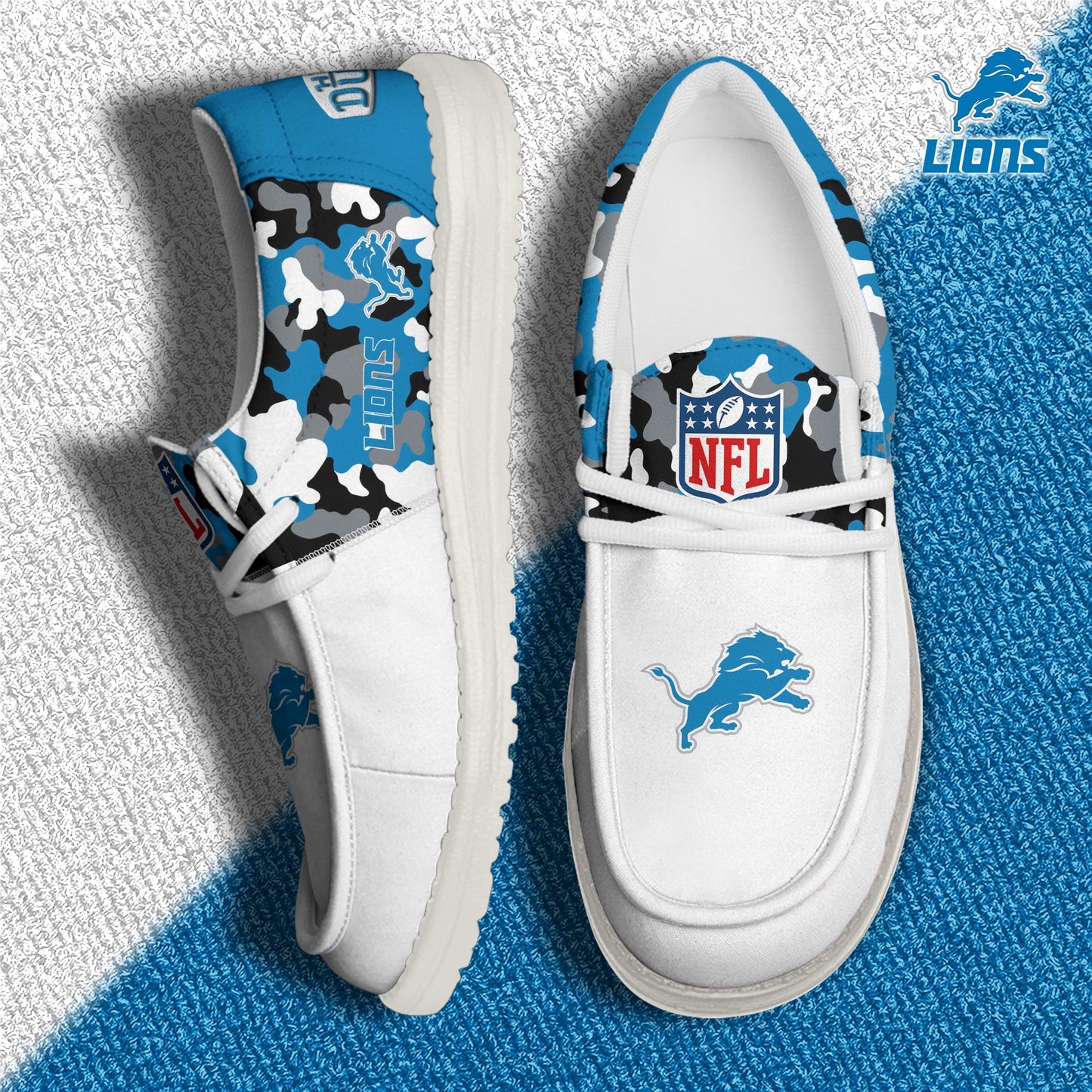 NFL x DET Personalized Canvas Loafer Shoes HLP