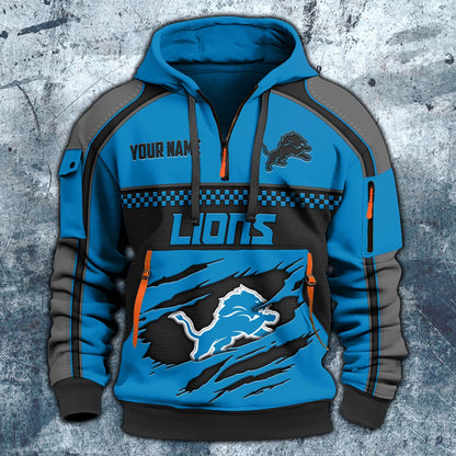 NFL x DET Personalized Half-zip Hoodie HLP