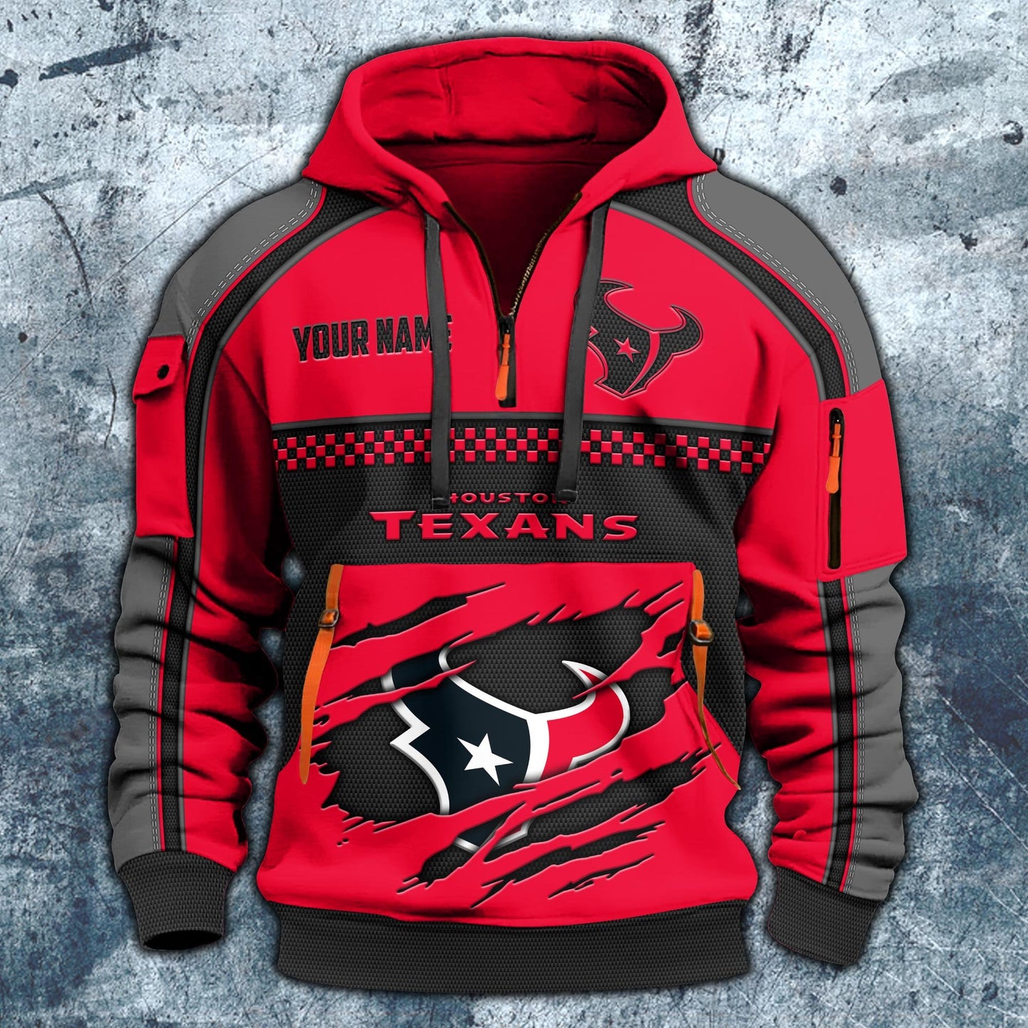 NFL x HOU Personalized Half-zip Hoodie HLP