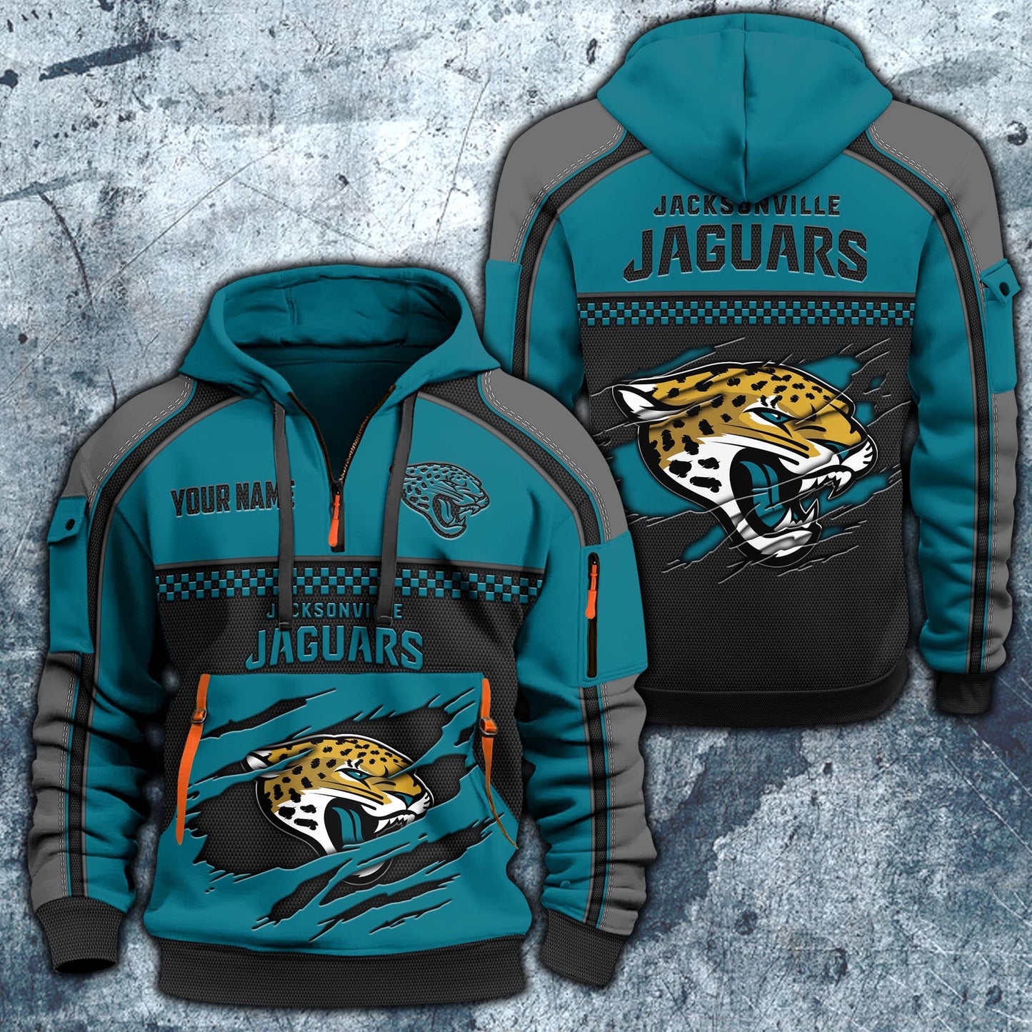 NFL x JAX Personalized Half-zip Hoodie HLP