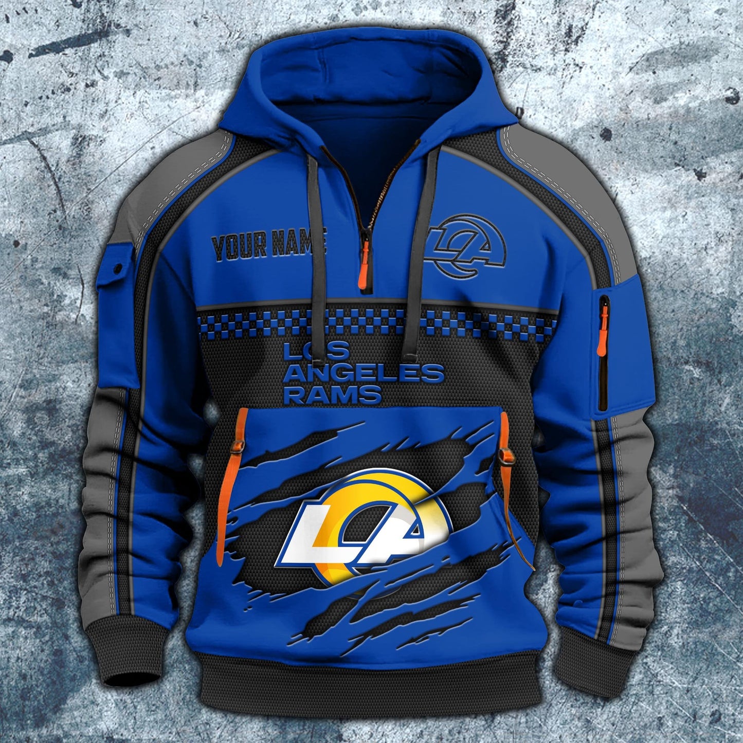 NFL x LAR Personalized Half-zip Hoodie HLP