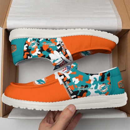 NFL x MIA Personalized Canvas Loafer Shoes HLP