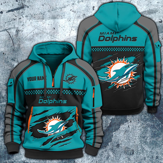 NFL x MIA Personalized Half-zip Hoodie HLP