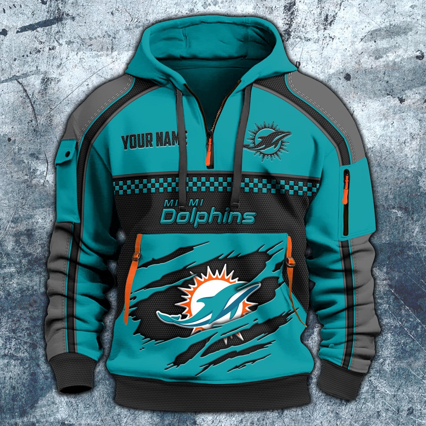 NFL x MIA Personalized Half-zip Hoodie HLP