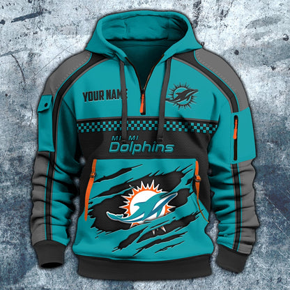 NFL x MIA Personalized Half-zip Hoodie HLP