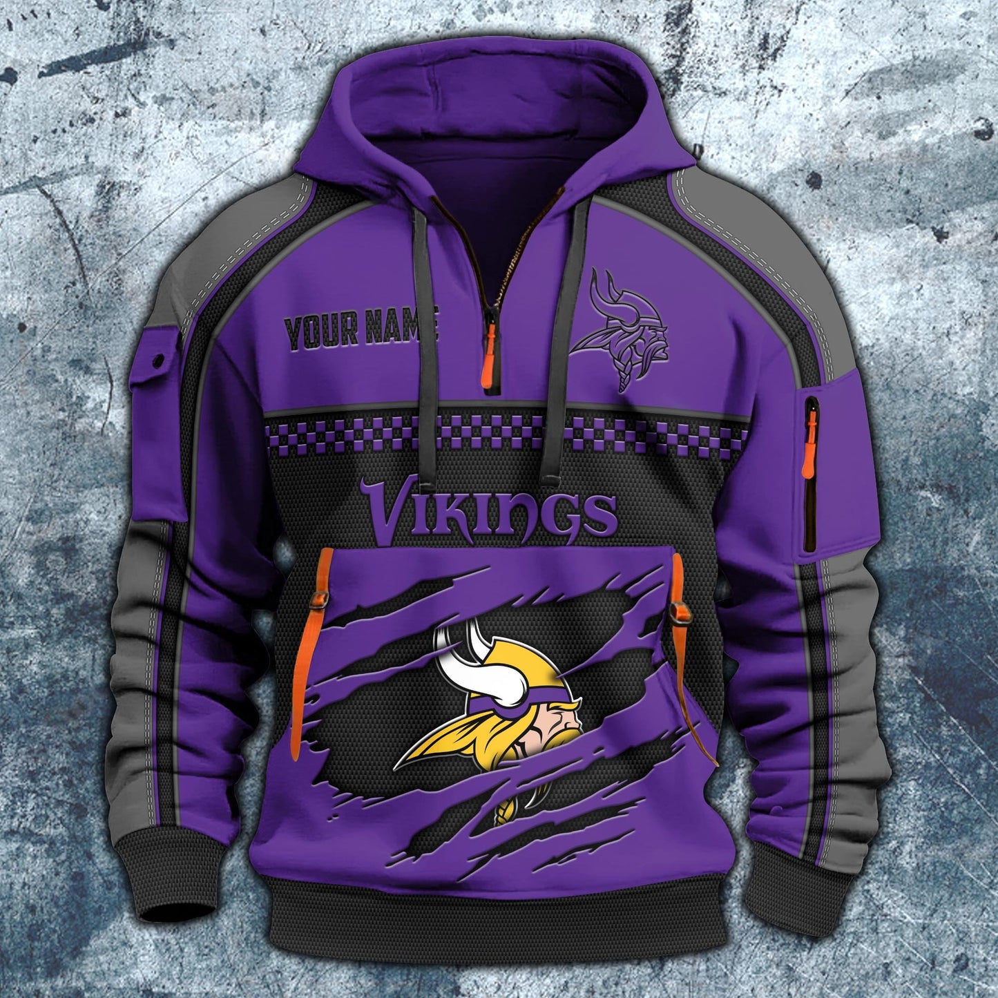 NFL x MIN Personalized Half-zip Hoodie HLP