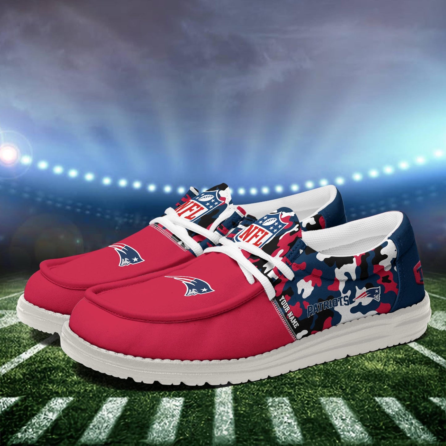 NFL x NE Personalized Canvas Loafer Shoes HLP