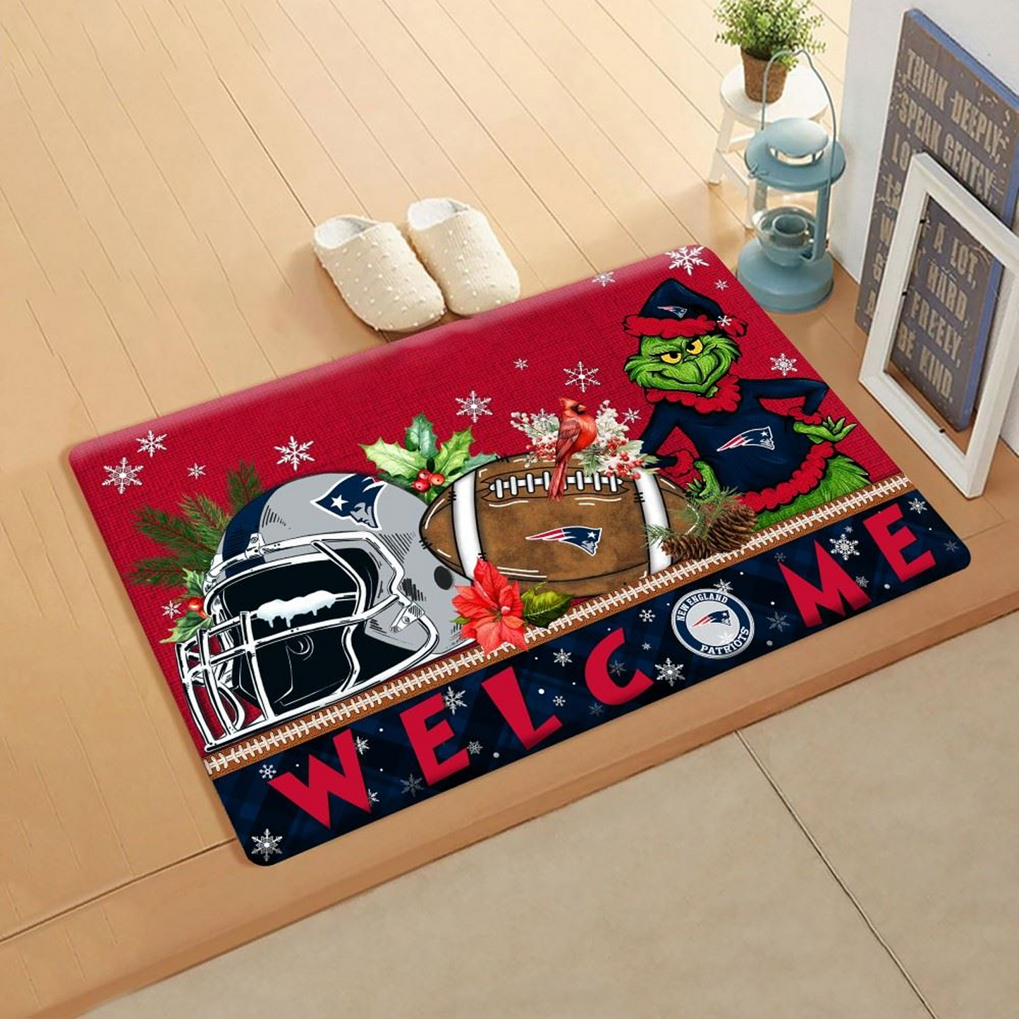 NFL x NEP Doormat Grinch Christmas Welcome FOOTBALL NDT TDT