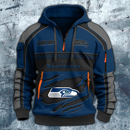 NFL x SEA Personalized Half-zip Hoodie HLP