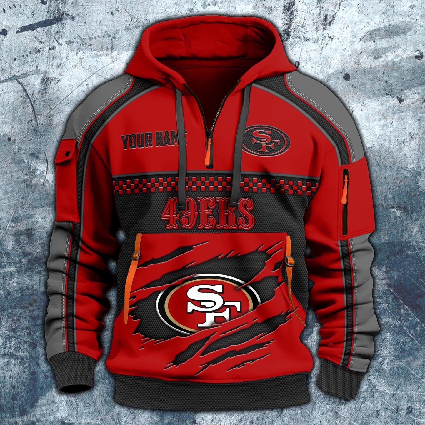 NFL x SF Personalized Half-zip Hoodie HLP