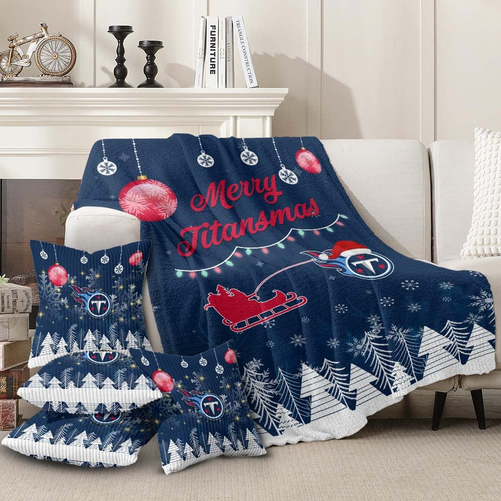 NFL x TT Premium Christmas Fleece Blanket Throw Pillow Combo V1 NAK