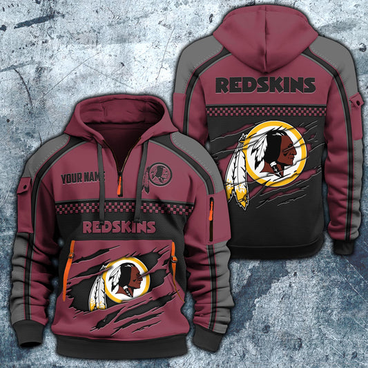 NFL x WAS RED Personalized Half-zip Hoodie HLP