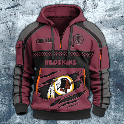 NFL x WAS RED Personalized Half-zip Hoodie HLP
