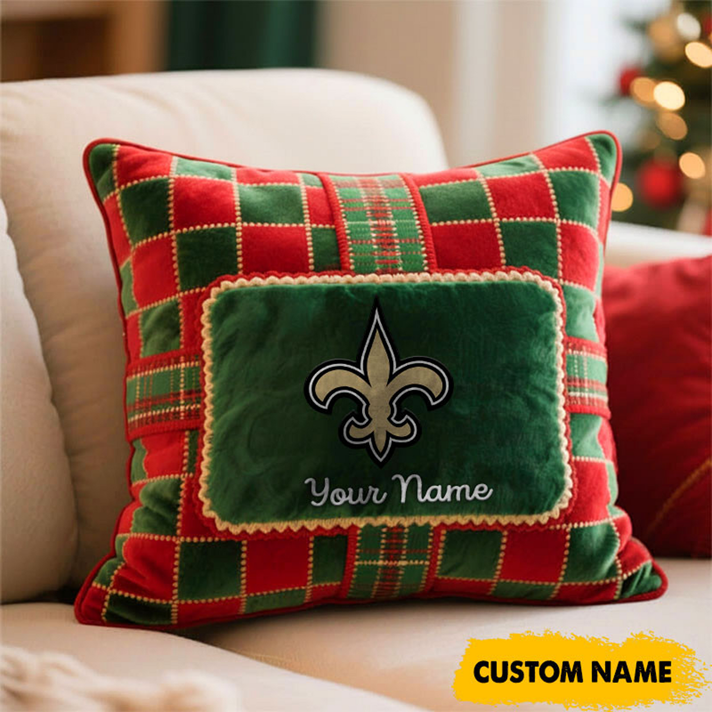 NO x NFL Christmas New Square Pillow DatND DVT